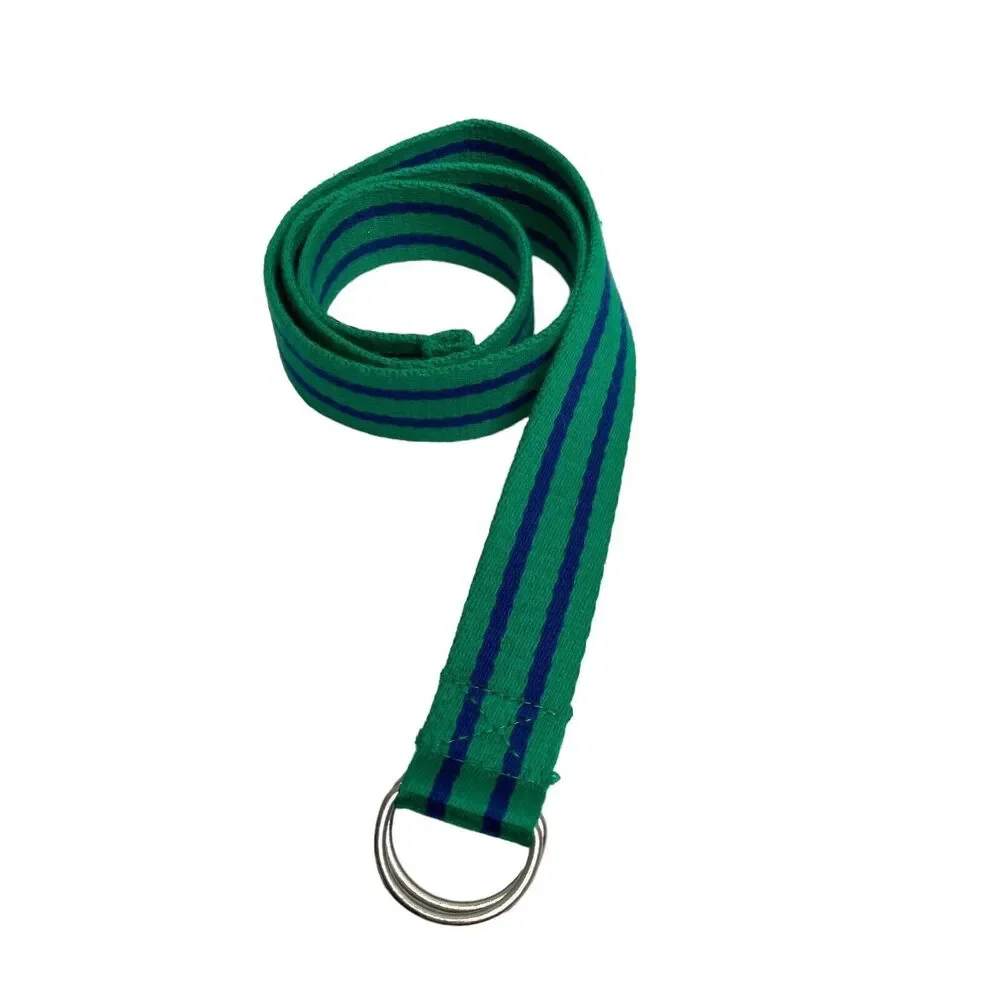 Polo Ralph Lauren Youth Size 10 Green Blue Striped D-Ring Ribbon Belt USA